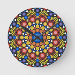 Reloj Redondo Mediano Arte Fractal Floral Dotado Retro Mandala