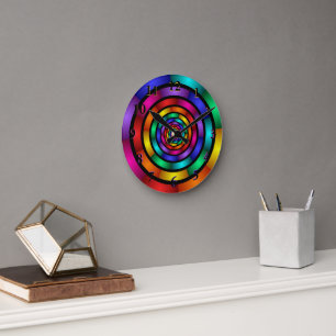 Reloj Redondo Mediano Arte fractal moderno y psicodélico