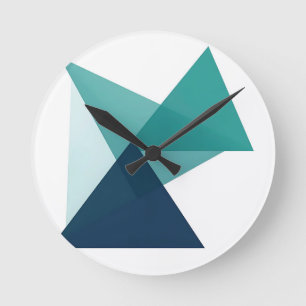 Reloj Redondo Mediano Arte geométrico abstracto azul turquesa