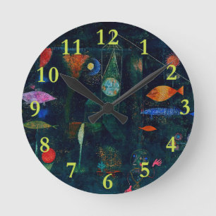 Reloj Redondo Mediano Arte gráfico de pintura abstracta Magia de peces d