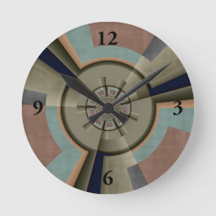 Reloj Redondo Mediano Arte gráfico fractal de armonía de color abstracto