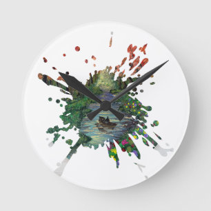 Reloj Redondo Mediano Arte hecho a mano - Naranjos 
