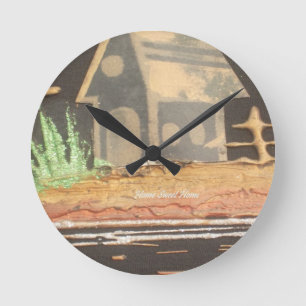 Reloj Redondo Mediano Arte Impreso Hogar Dulce Hogar