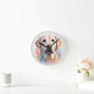 Reloj Redondo Mediano Arte Mágico de Labrador Retriever en Pastel