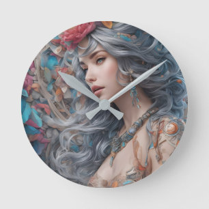 Reloj Redondo Mediano arte moderno abstracto