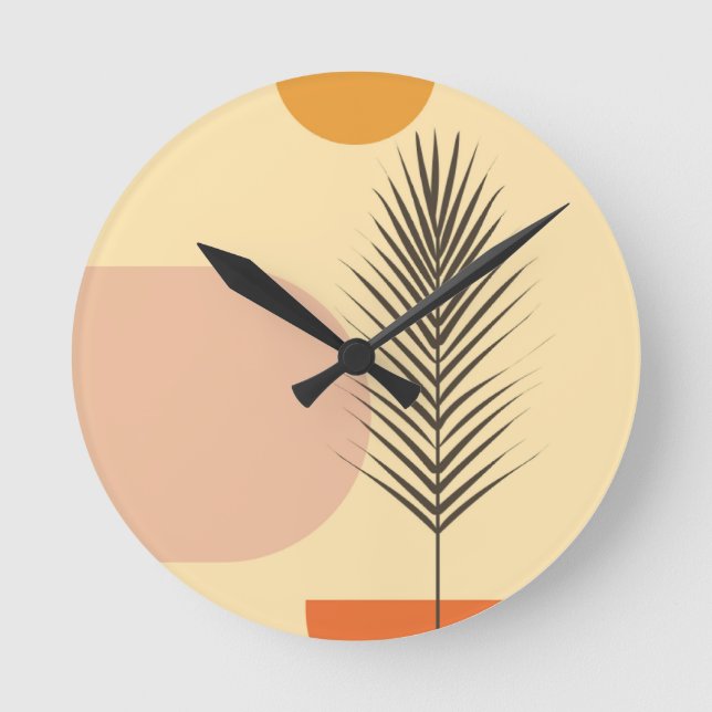 Reloj Redondo Mediano Arte mural de Boho (Anverso)