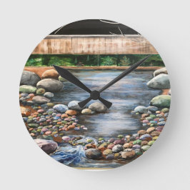 Reloj Redondo Mediano Arte natural roto en bosque