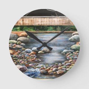 Reloj Redondo Mediano Arte natural roto en bosque