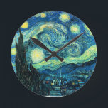 Reloj Redondo Mediano Arte nocturno estrellado<br><div class="desc">Starry Night es un popular arte vintage de Vincent van Gogh. Estilo posimpresionista,  pintado en 1889 mientras el artista estaba en Saint Rémy,  Francia.</div>