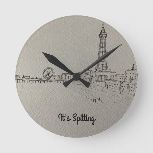 Reloj Redondo Mediano Arte original de la Torre Blackpool (Anverso)