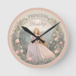 Reloj Redondo Mediano Arte para guardería de princesa encantada