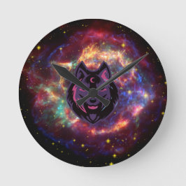 Reloj Redondo Mediano Arte Wolf, diseño gráfico