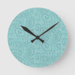 Reloj Redondo Mediano Artes abstractas dibujadas a mano turquesa