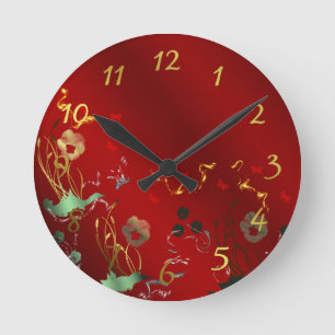 Reloj Redondo Mediano artesanía floral, vacaciones, elegante, ,color,dec
