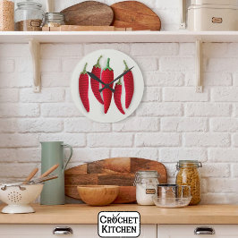 Reloj Redondo Mediano Artesanías de Knit de Jalapeno, color rojo picante