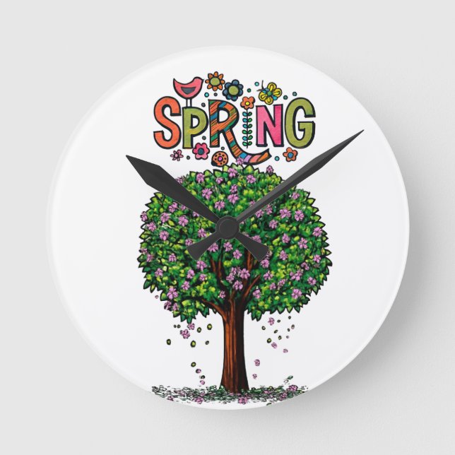 Reloj Redondo Mediano Artistic Spring Blossom Tree Graphic  (Anverso)