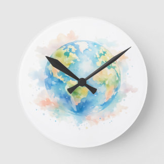 Reloj Redondo Mediano Artistic Watercolor Globe Wall Clock
