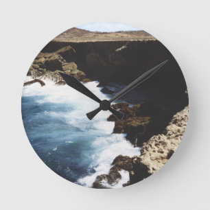 Reloj Redondo Mediano Aruba Ocean Crashing On The Rocks