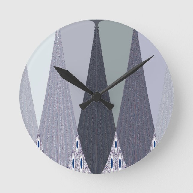 Reloj Redondo Mediano Ash Gray Chevron Dots Art Print (Anverso)