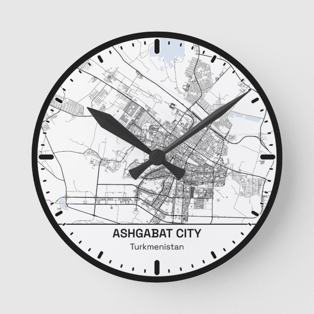 Reloj Redondo Mediano Ashgabat Clock City Line Art (Anverso)