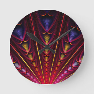 Reloj Redondo Mediano Asombrosa fractal negro amarillo rosado
