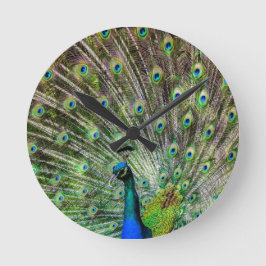Reloj Redondo Mediano Asombroso Peacock y plumas accesorios de fotografí
