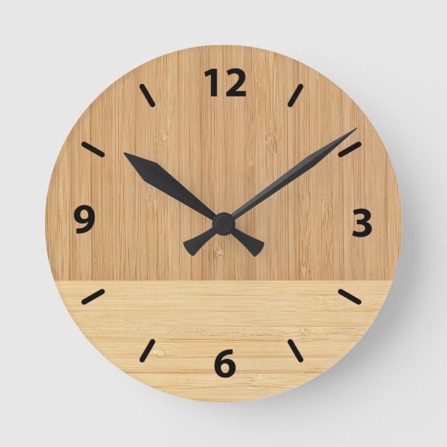 Reloj Redondo Mediano Aspecto natural del grano de madera de la frontera (Anverso)