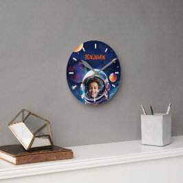 Reloj Redondo Mediano Astronaut Deep Space Sky Planets Kids Photo Gift 