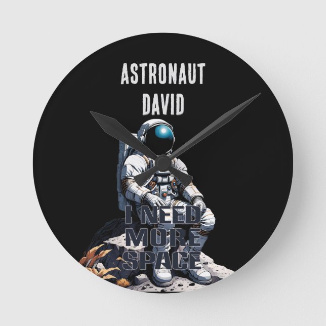 Reloj Redondo Mediano Astronauta de nombre personalizado - Funcionalidad (Anverso)