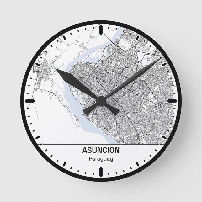 Reloj Redondo Mediano Asuncion Clock City Line Art (Anverso)