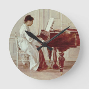 Reloj Redondo Mediano At the Piano, 1887 (oil on canvas)