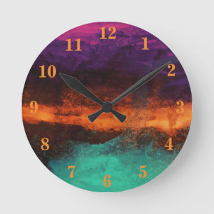 Reloj Redondo Mediano Atardecer abstracto en el agua Paisaje moderno ama