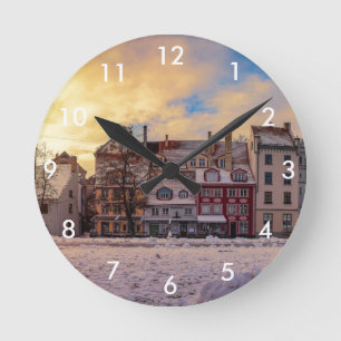 Reloj Redondo Mediano Atardecer en la calle Riga