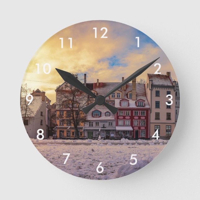 Reloj Redondo Mediano Atardecer en la calle Riga (Anverso)