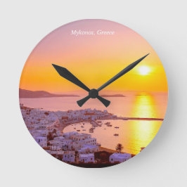 Reloj Redondo Mediano Atardecer en Mykonos, Grecia