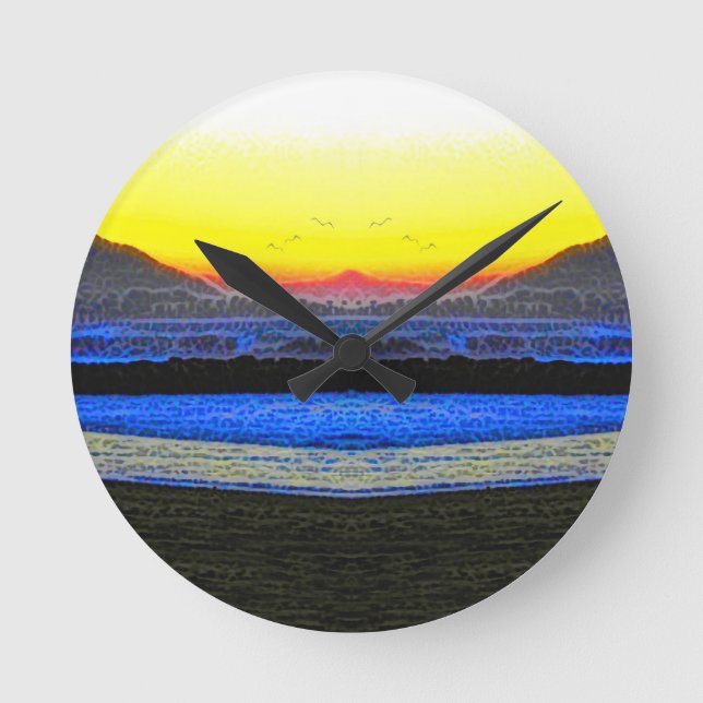 Reloj Redondo Mediano Atardecer Místico Doble Visión (Anverso)