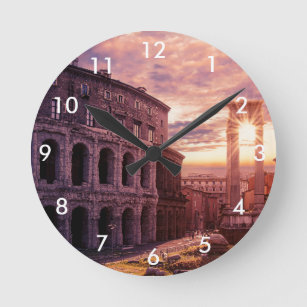 Reloj Redondo Mediano Atardecer sobre el Coliseo de Roma