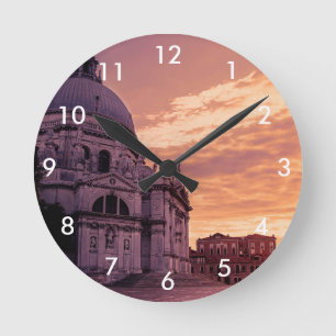 Reloj Redondo Mediano Atardecer sobre la Basílica de Venecia