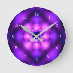 Reloj Redondo Mediano átomo morado brillante