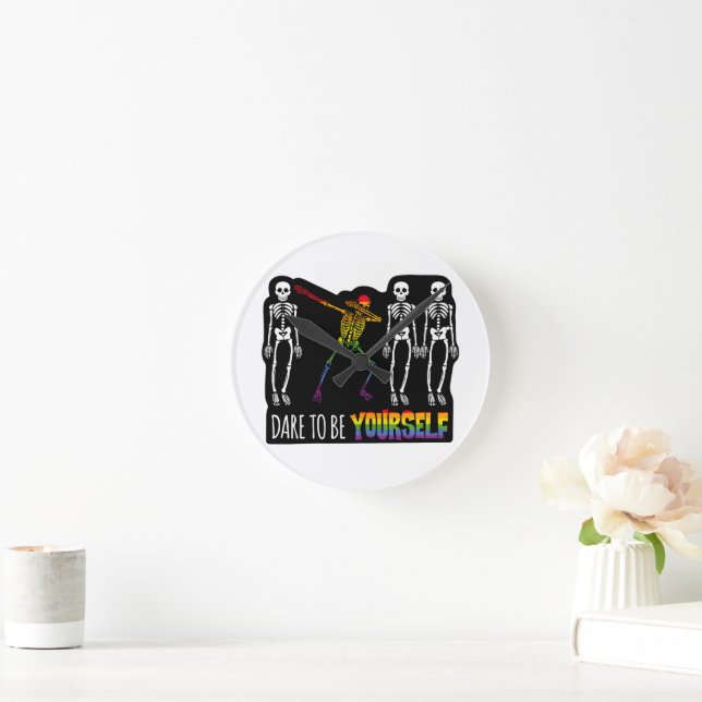 Reloj Redondo Mediano Atrévete A Ser Tu Mismo Halloween Dabbing Skeleton (Hogar)