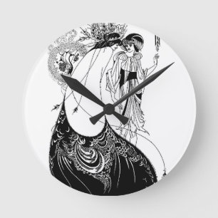 Reloj Redondo Mediano Aubrey Beardsley La Falda del Pavo Real Art Nouvea