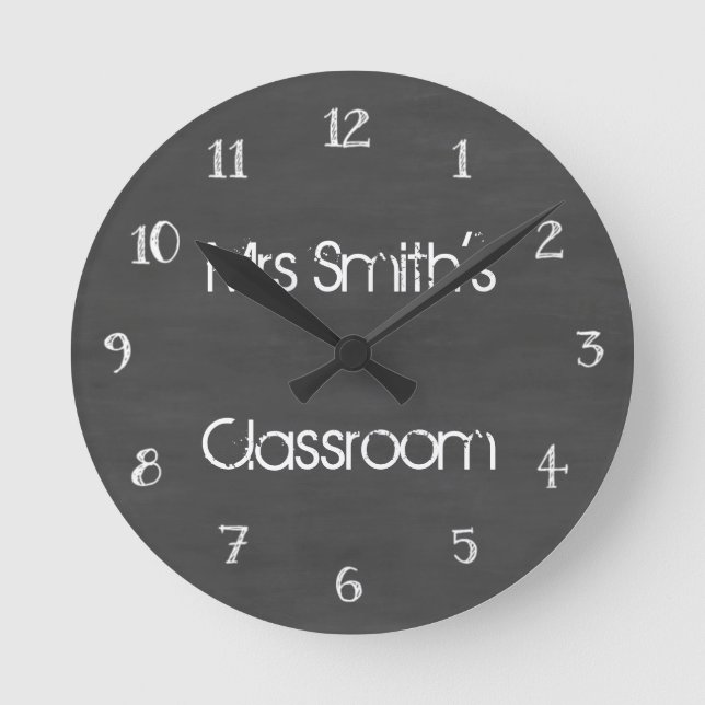 Reloj Redondo Mediano Aula de Chalkboard personalizada (Anverso)