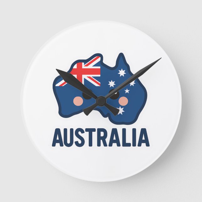 Reloj Redondo Mediano Australia Kawaii Fusion - Negrita y Adorable (Anverso)