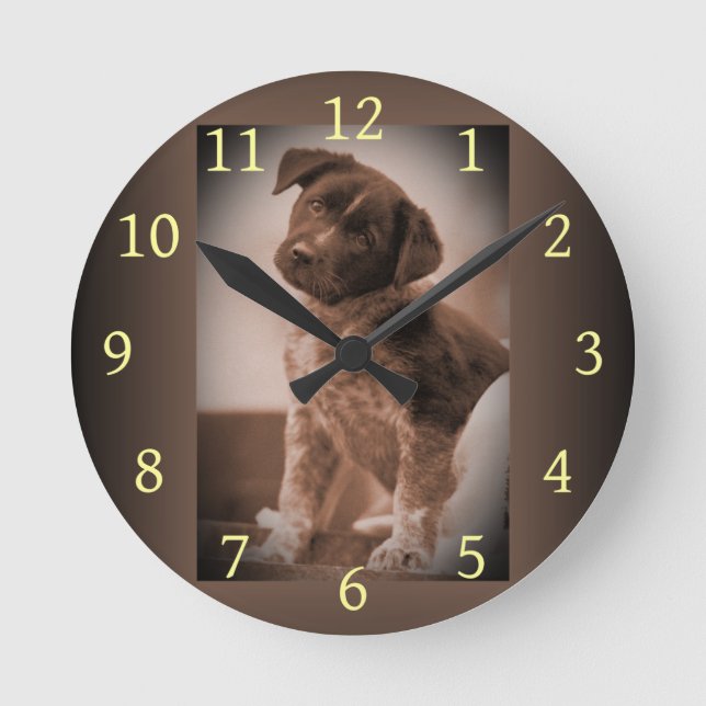 Reloj Redondo Mediano Australian Cattle Dog ~ Puppy ~ Mascot 1943 WW II (Anverso)