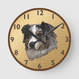 Reloj Redondo Mediano Australian Shepherd Portrait