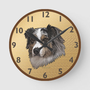 Reloj Redondo Mediano Australian Shepherd Portrait