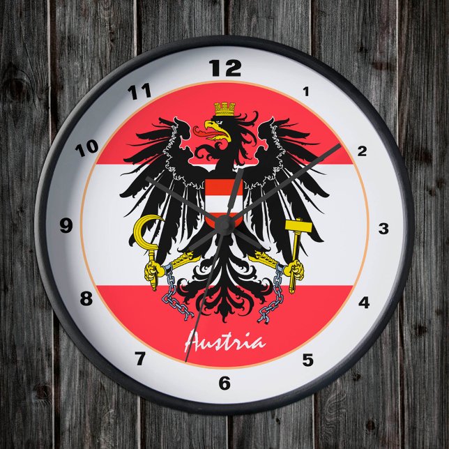 Reloj Redondo Mediano Austrian Flag, Eagle & Austria fashion /design (Subido por el creador)