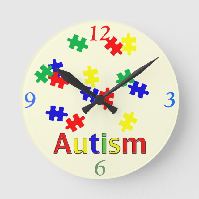 Reloj Redondo Mediano Autismo Cuello de pared medio (Anverso)