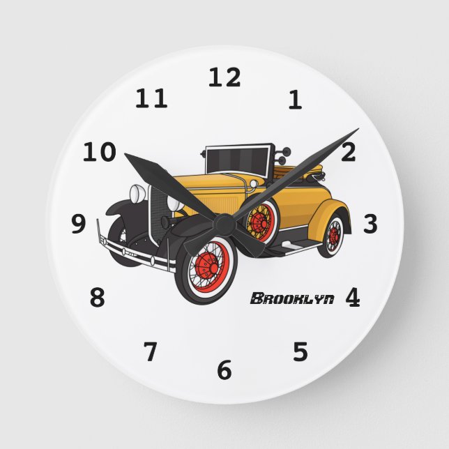 Reloj Redondo Mediano Auto amarillo clásico 1931 (Anverso)