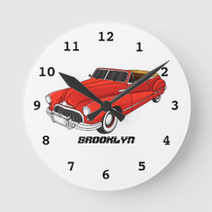 Reloj Redondo Mediano Automóvil rojo clásico de 1948